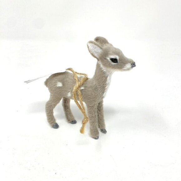Target Faux Fur Grey Deer Christmas Tree Ornament Gray with Spots Wondershop™ - Picture 3 of 11